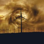 Windkraftanlage, Feld, Wurmlochwolkenbild